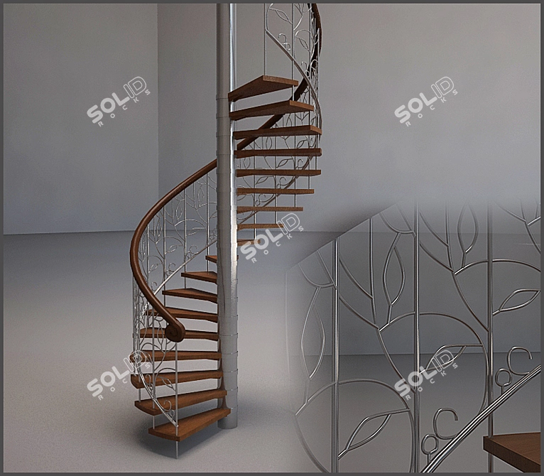 Forged Handrail Staircase 3D model image 1