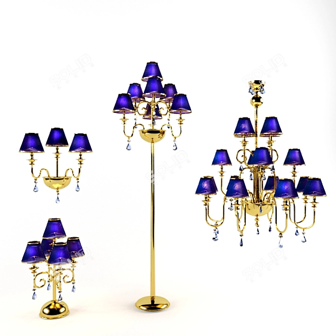 Elegance Collection: Chandelier, Sconce, Floor & Table Lamps 3D model image 1