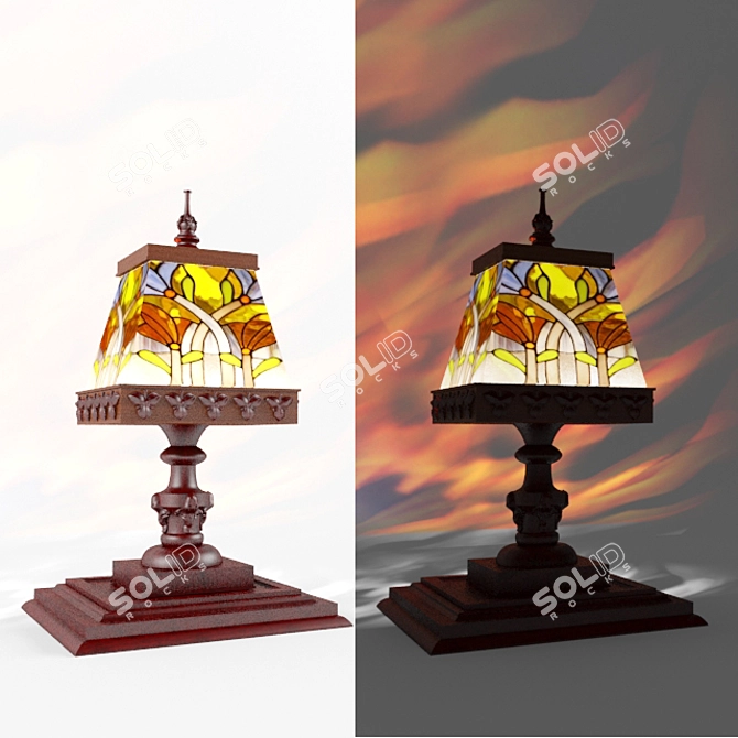 Elegant Wood and Glass Lamp 3D model image 1