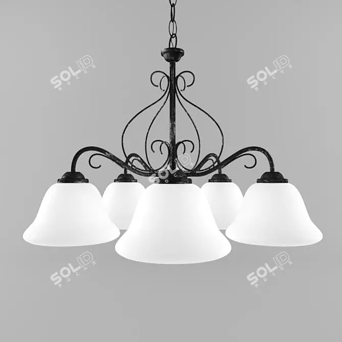 MASSIVE 5-Light Metal & Glass Pendant 3D model image 1