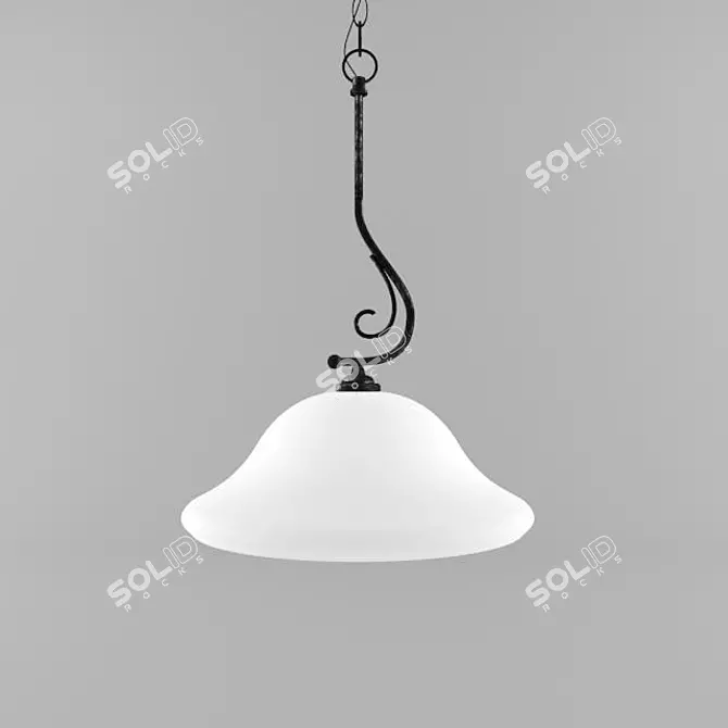 Massive 1-Light Metal and Glass Pendant 3D model image 1