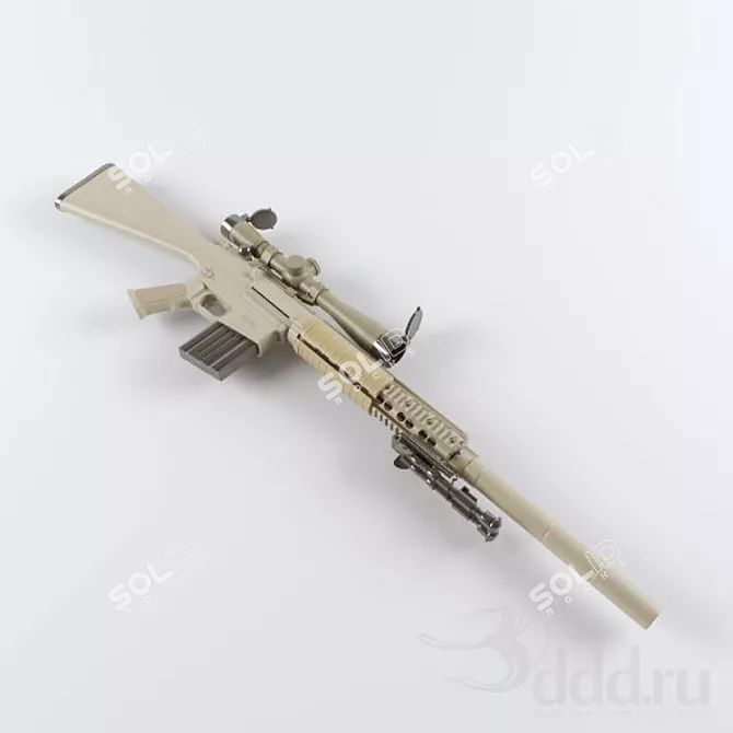 Russian SR-25 Sniper Rifle: Unrivaled Precision 3D model image 1