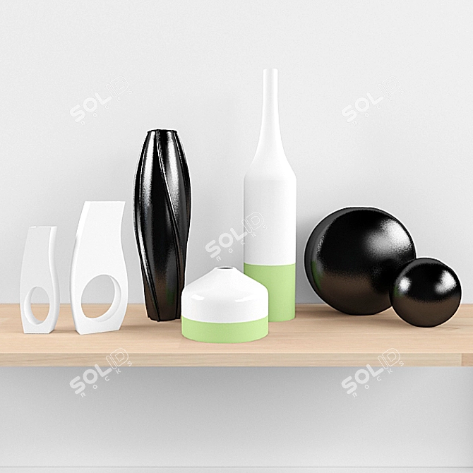 Modernity in Bloom: Set of Stylish Vases 3D model image 1