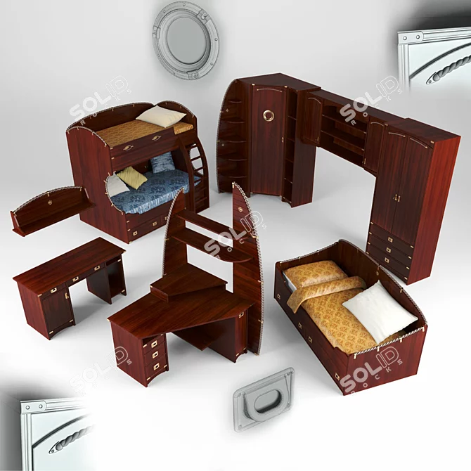 Diva Corner Office Set 3D model image 1