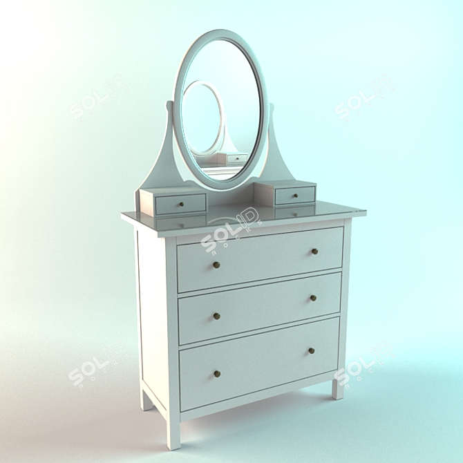 Compact IKEA Desk in White 3D model image 1