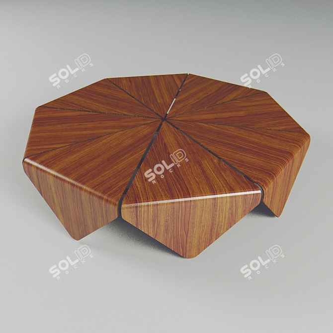 Sleek Bent Wood Cocktail Table 3D model image 1