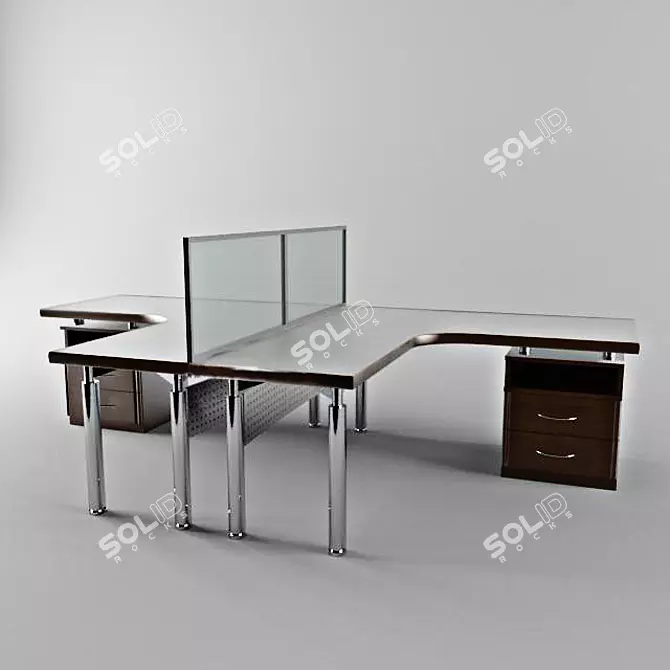 Partitioned Office Desk 3D model image 1