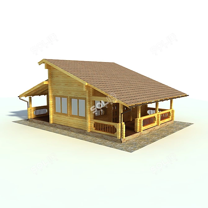 Mini Wooden Cottage Model 3D model image 1