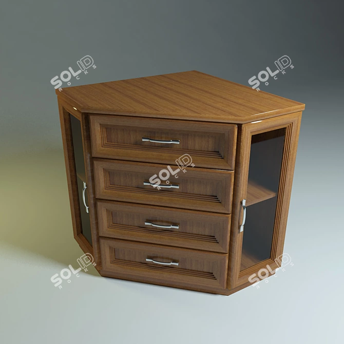 Space-Saving Corner Chest 3D model image 1