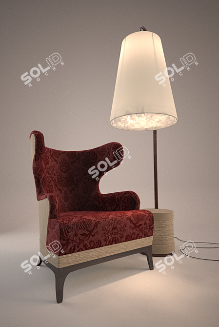 Elegant Combo: Chair & Lamp 3D model image 1