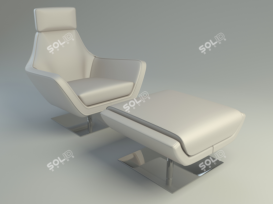 Rotating Chair with Footstool | Alberta Salotti Bay 3D model image 1