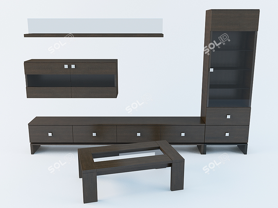 Modern Style Wall Unit 3D model image 1