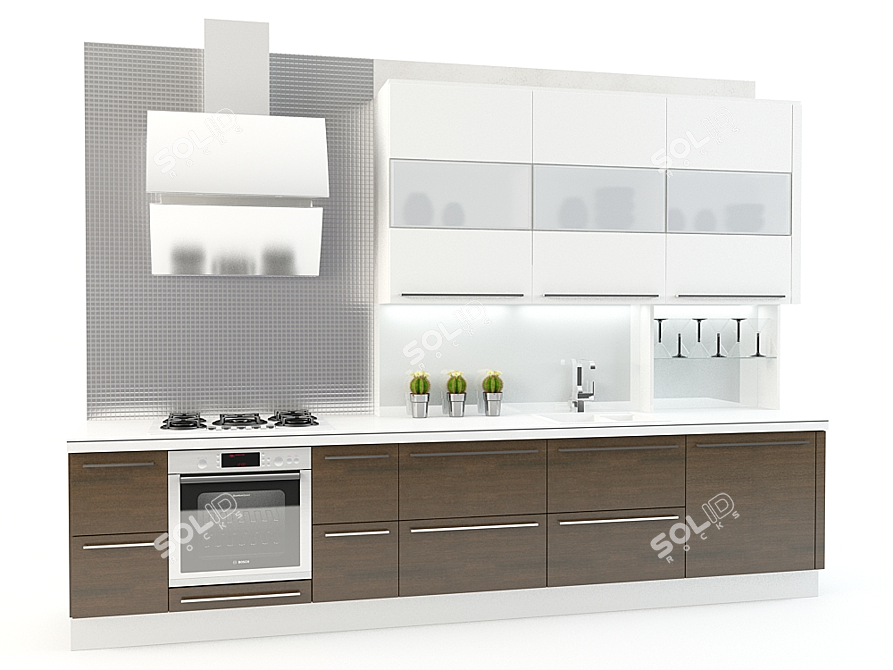 Contemporary Kitchen: Sleek Appliances & Designer Decor 3D model image 1