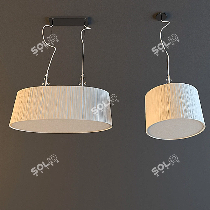 Silver Mesh Acrylic Pendant Light 3D model image 1