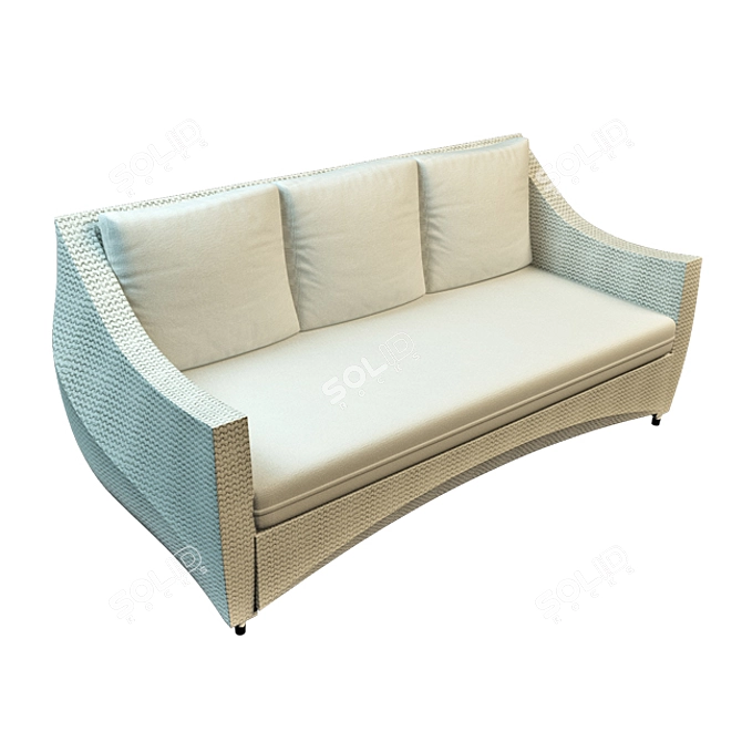 Elegant Rattan Sofa 3D model image 1