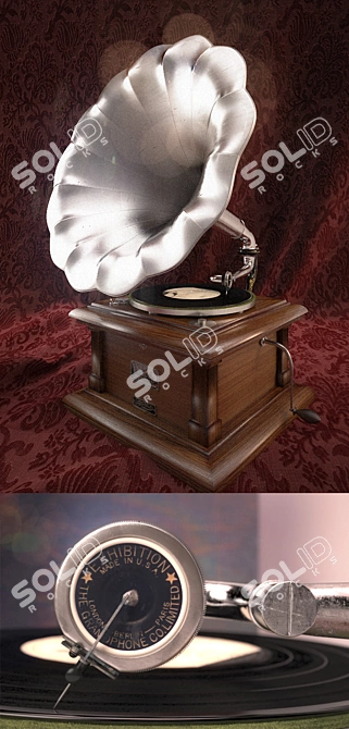 Vintage Edison Gramophone Player 3D model image 1