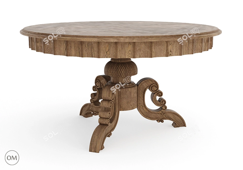 Elegant French Round Table 3D model image 1