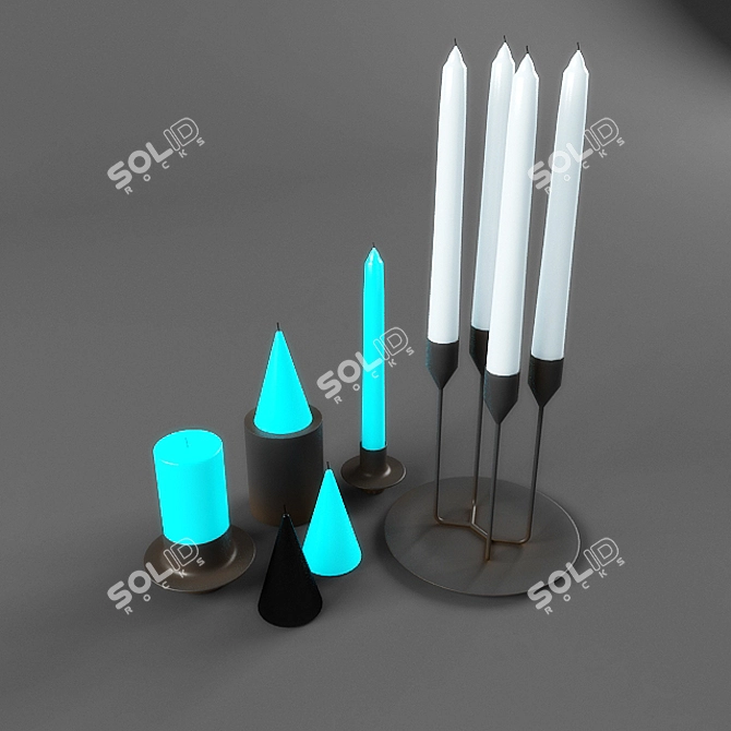Elegant Moxalto Candles 3D model image 1