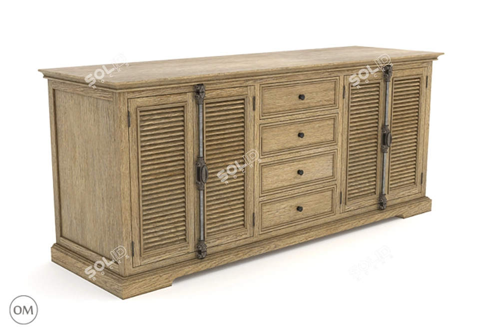 Britania Shutter Sideboard - Rustic Elegance 3D model image 1