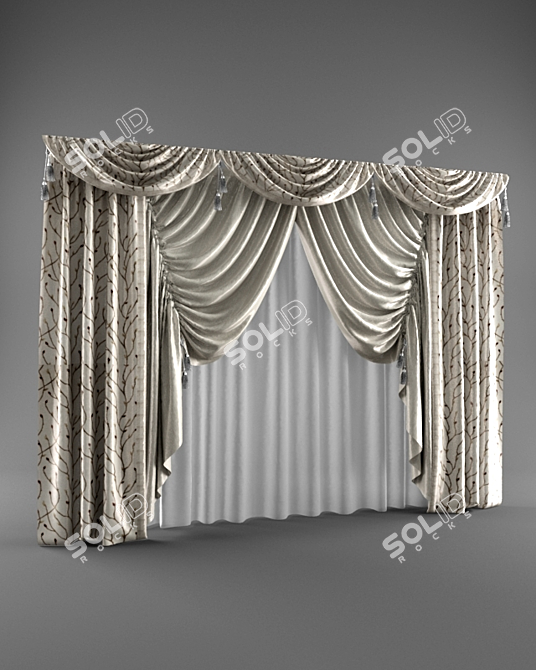 Classic Elegance Curtain 3D model image 1