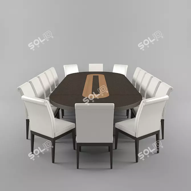 Title: Spacious Conference Table Set 3D model image 1