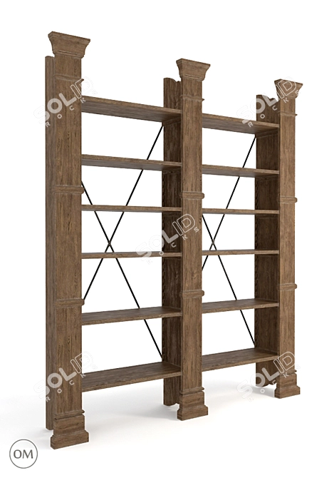 Modern X-Cross Double Bookshelf 3D model image 1