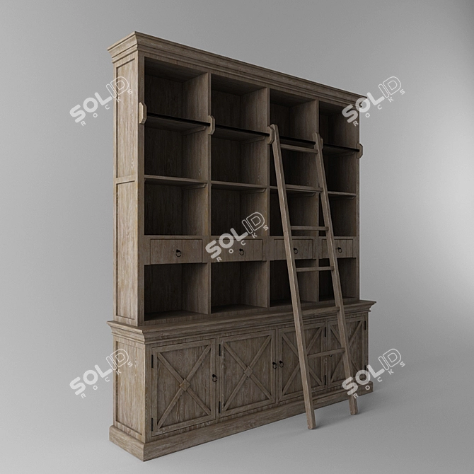 Title: Chalet-style Library Cabinet 3D model image 1