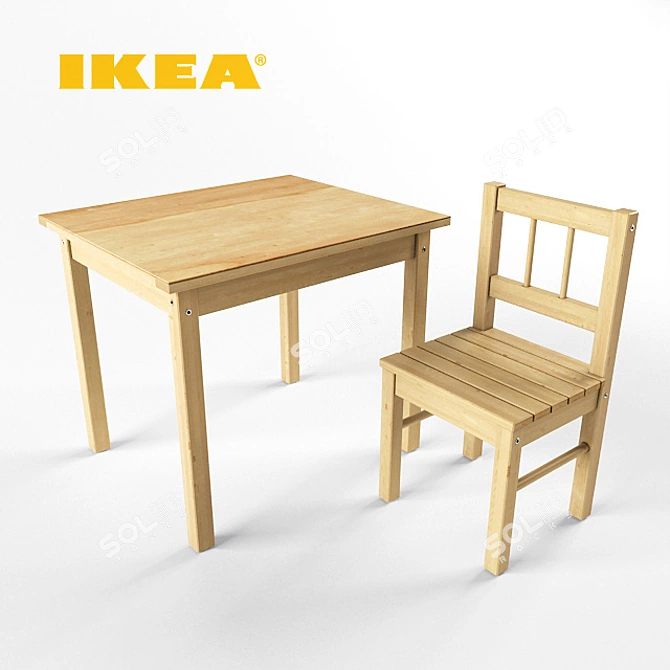 Svala Kids Table & Chair Set 3D model image 1