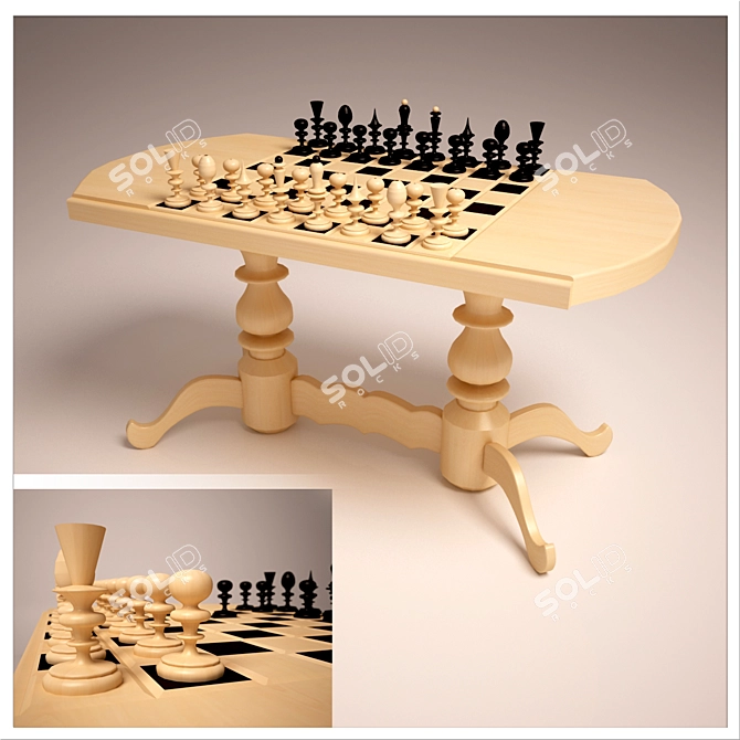 Custom Chess Table: Handcrafted Excellence 3D model image 1