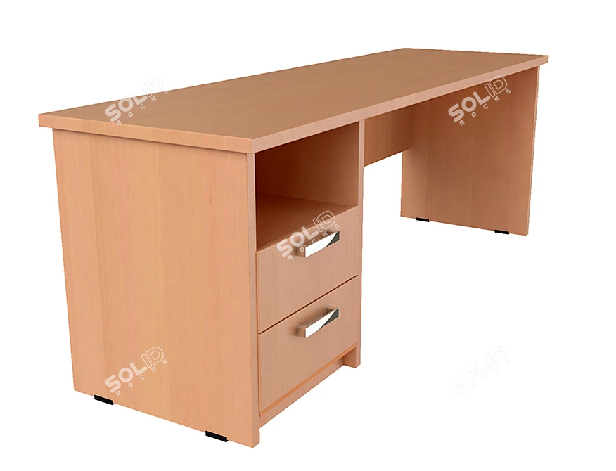 Solid Oak Writing Desk 3D model image 1