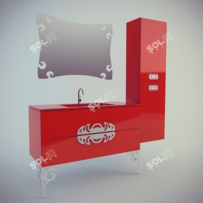 Modern Bathroom Vanity Set 3D model image 1