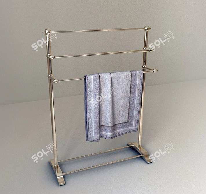 Modern Wall-Mounted Towel Rack 3D model image 1