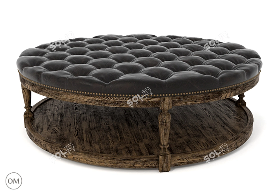 Luxury Round Leather Ottoman 3D model image 1