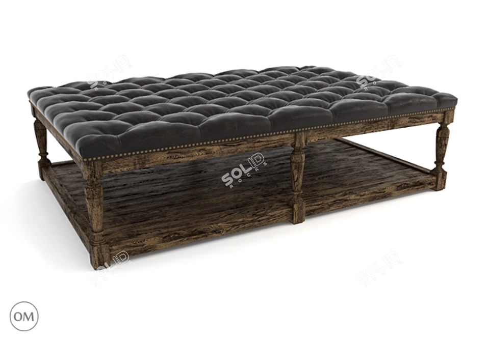 Luxury Leather Tufted Ottoman 3D model image 1
