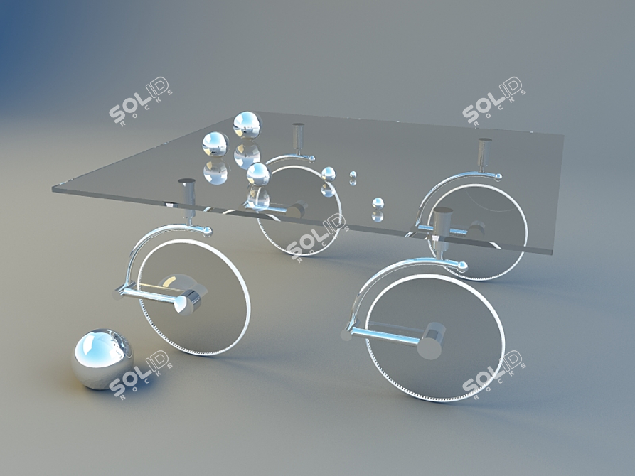 Modern Coffee Table with Wheels 3D model image 1