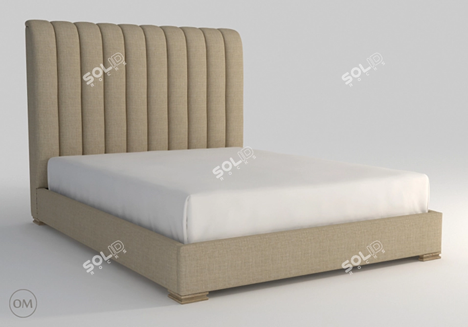 Elegant Harlan Queen Bed 3D model image 1