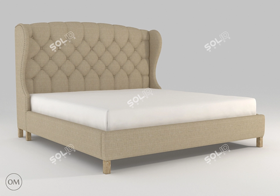 Meridian Wing King Beige Bed 3D model image 1