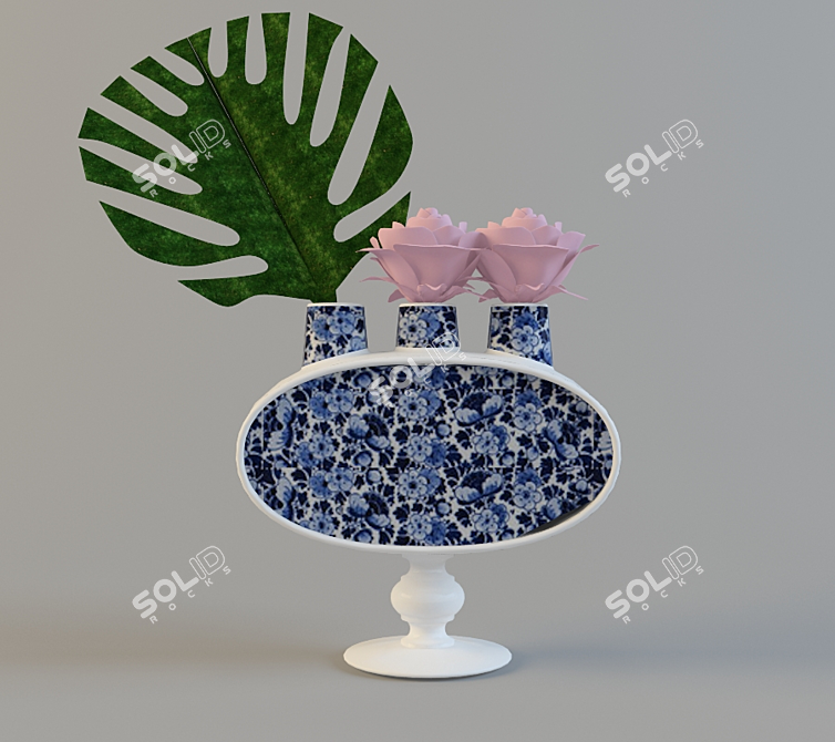 Dazzling Delf Blue Vase 3D model image 1
