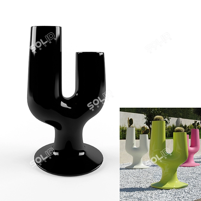 Succulent Oasis: Vase Plus Cactus 3D model image 1