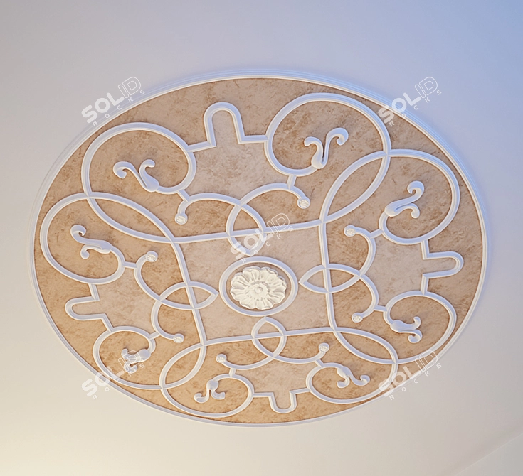 Elegant Ceiling Rosette 3D model image 1