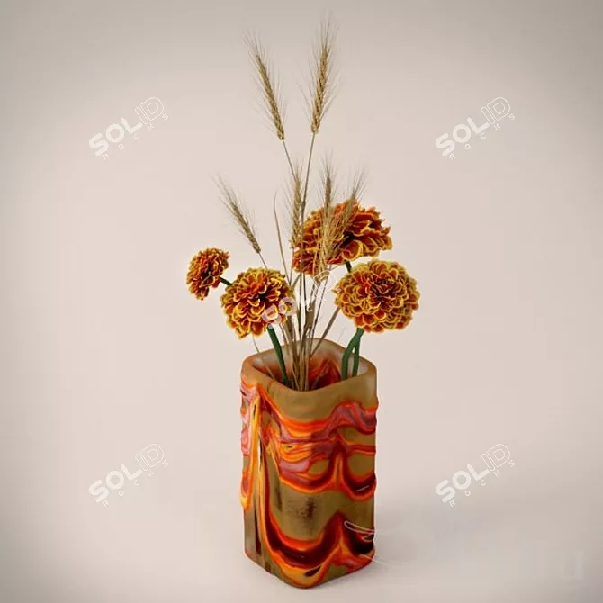 Elegant Glass Flower Vase 3D model image 1