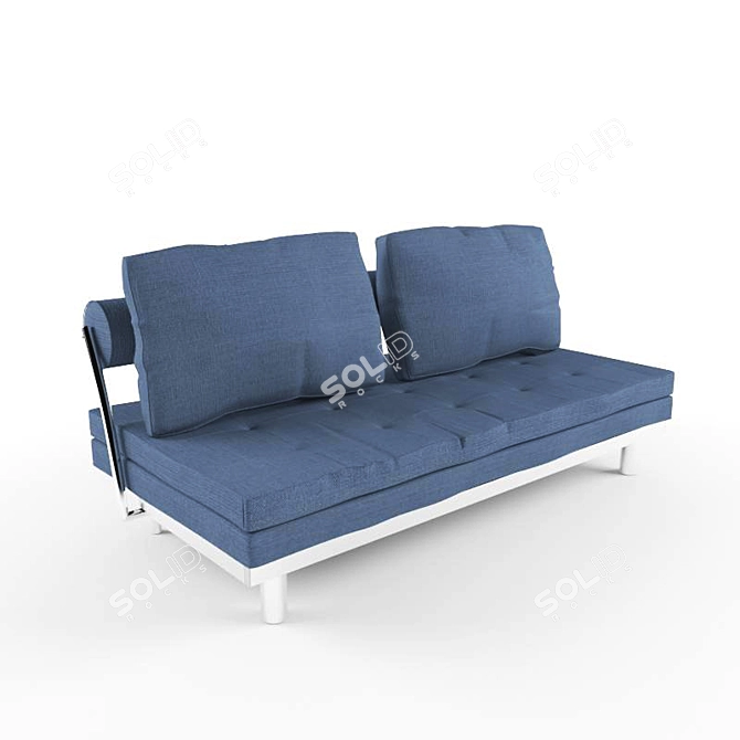 Stylish Blue Sofa with Chrome Frame 3D model image 1