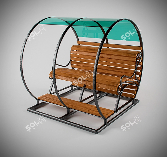 Canopy Park Bench: Perfect Outdoor Seating 3D model image 1