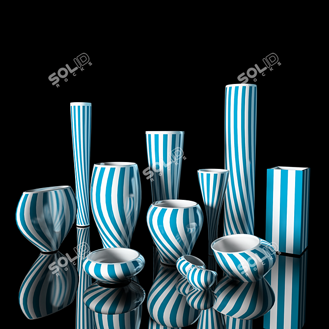 Sleek Zebra Vases 3D model image 1