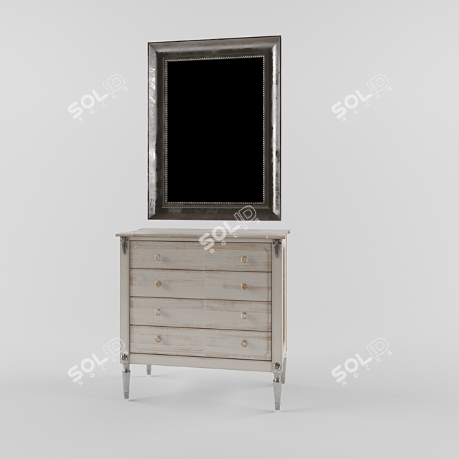 Stylish Vanity Set with Mirror 3D model image 1