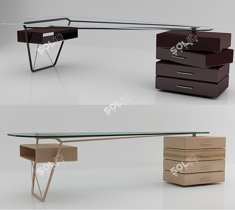 French Designer Office Table 3D model image 1