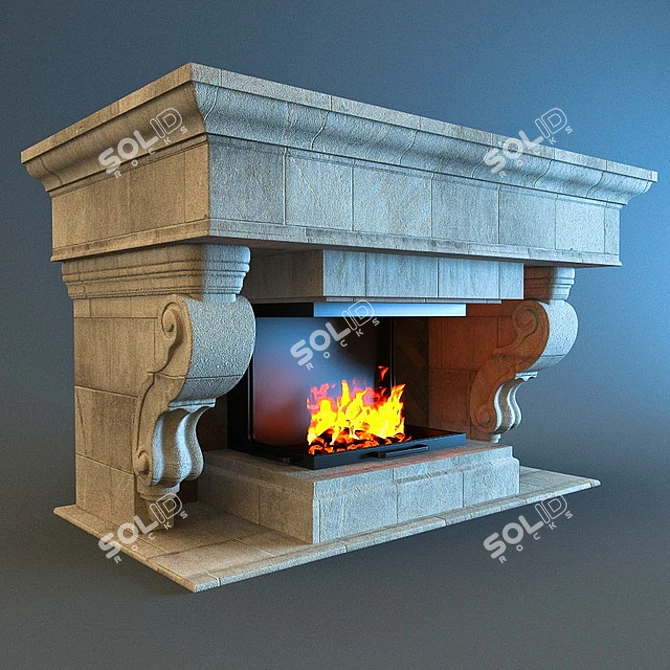 Custom Made Fireplace | W-2130mm, D-1230mm, H-1300mm 3D model image 1