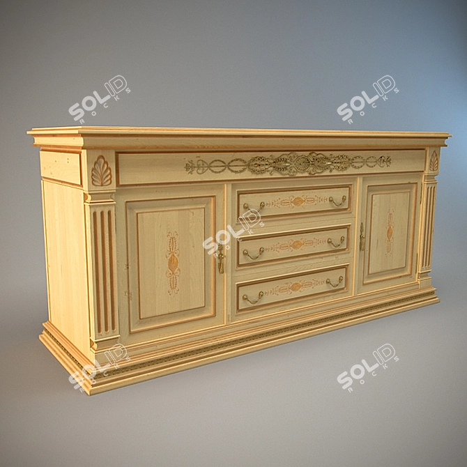 Vintage-inspired Chest of Drawers 3D model image 1