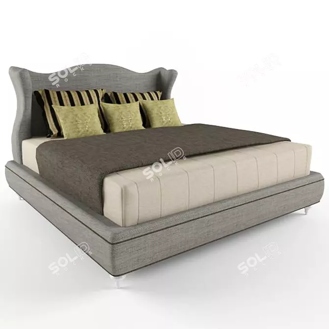 Hickory White Bed: Textural Elegance 3D model image 1