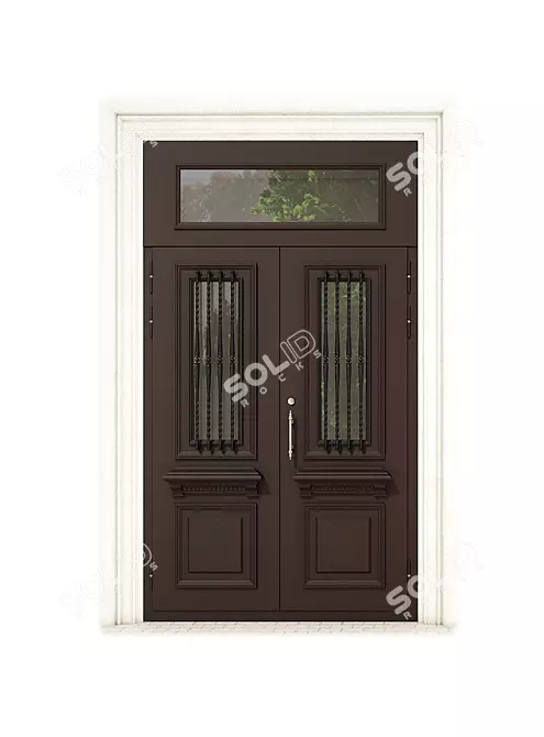 Metallic Door with Decorative MDF Panels 3D model image 1